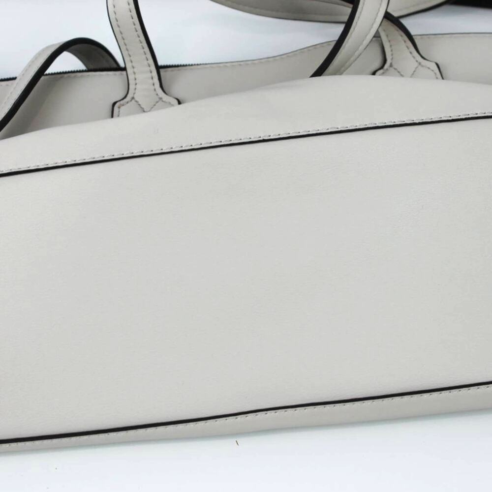 Gussaci Women's Large Tote Shoulder Handbag Minimalist Neutral Cream Black Trim - Picture 8 of 12